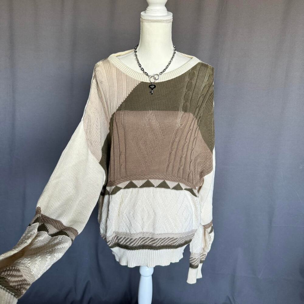 Grandpacore brown and cream sweater